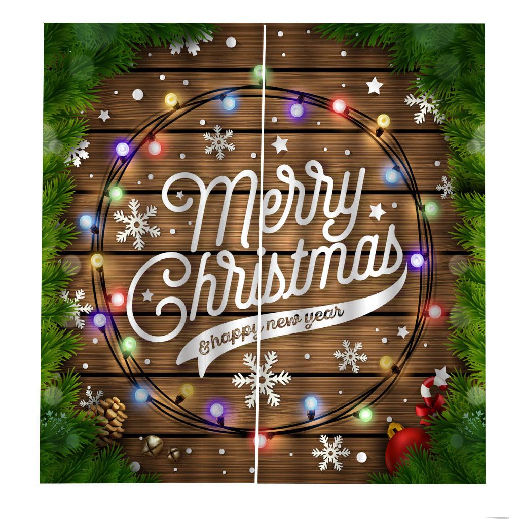 Cortinas navideñas de efecto 3D con ganchos, Juego de 2 paneles y 10 colores, cortinas de tela de poliéster para ventana, pantallas para puerta, decoración para el hogar: Gris claro