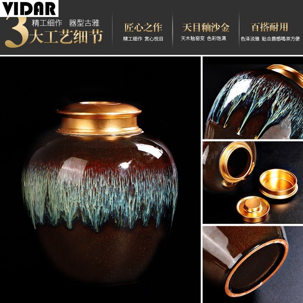 Vidar ovenwissel thee blikken keramische verzegelde blikken huishoudelijke pu'er guanyin thee verpakkingsdoos zwarte aardewerk opslag wake thee blikken