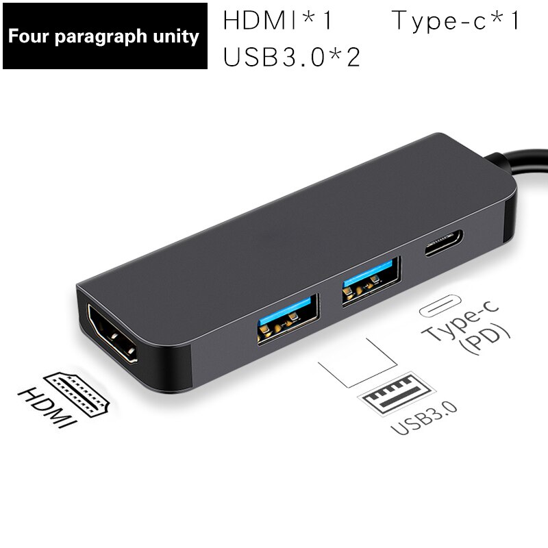 Usb 3.1 Type-C Hub Naar Hdmi-Compatibel Adapter 4K Thunderbolt 3 Usb C Hub Tf Sd reader Slot Pd Voor Macbook Pro/Air/Huawei Mate: 4 in 1 hub