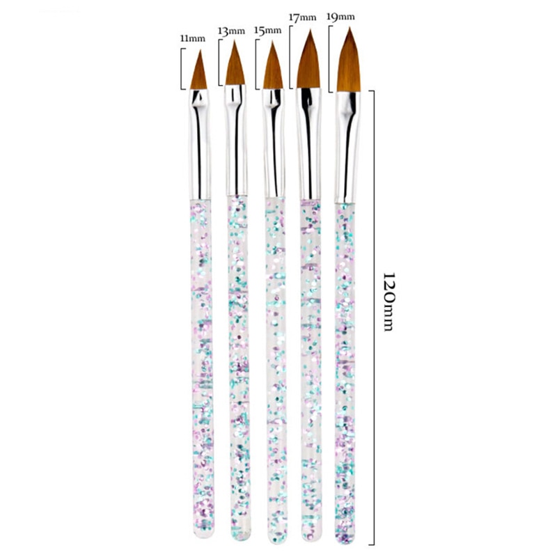 5 Stks/set Verschillende Grootte Penselen Sequin Handvat Borstel Kunstenaar Aquarel Gouache Tekening Nail Brush Pen Set Voor Kunst Levert