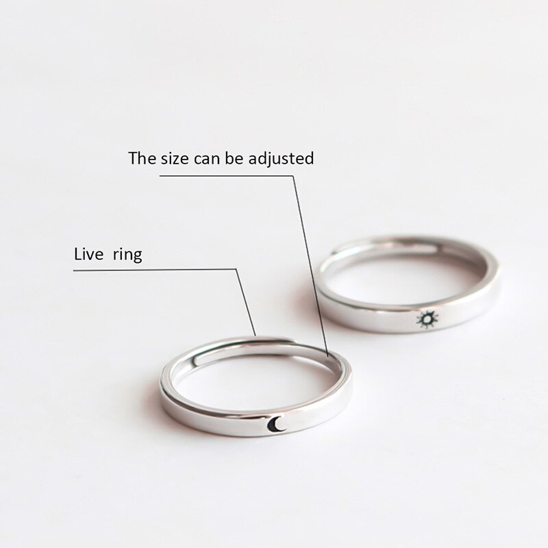 Zinc alloy Lovers Couple Rings Silver Sun moon Wedding Promise Ring For Women Men Engagement Jewelry Party