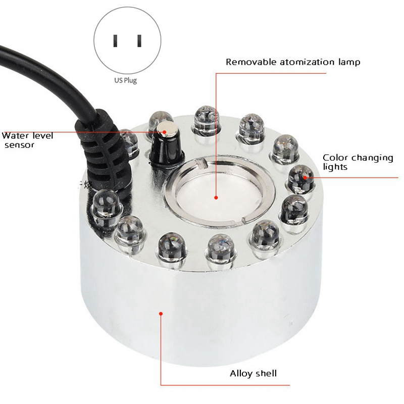 Mini Mist Maker With 12LED Color Humidifier For Home Fountain /Water Feature / Pond