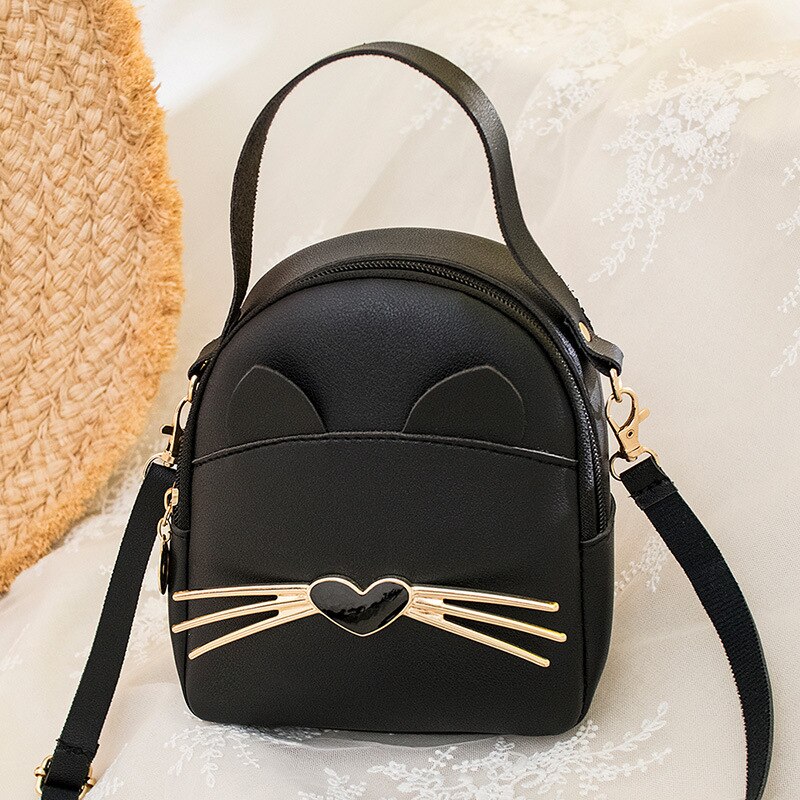 Leuke Kat Kleine Vrouwen Rugzak Lederen Schoudertas Crossbody Tas Voor Tiener Meisjes Mini Vrouwelijke School Bagpack Purse Mochila Feminina