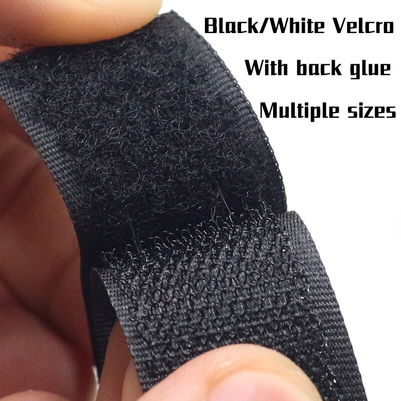 Sujetadores de Velcro de doble cara con pegamento trasero, cinta negra con rebaba con cinta maestra autoadhesiva de nailon