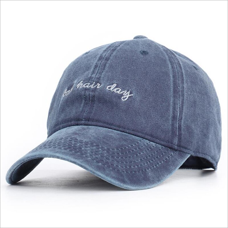 Baseballpet borduurwerk katoen gewassen verstelbare snapback pet bad hair day dames heren hiphop vader hoeden panama: Blauw