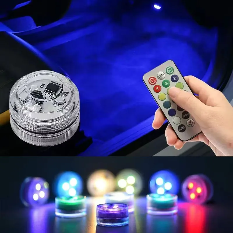 Lumière LED sans fil pour intérieur de voiture, adhésif, environnement, télécommande, décoration, toit de voiture, escales au pied, pâte à rmatérielle
