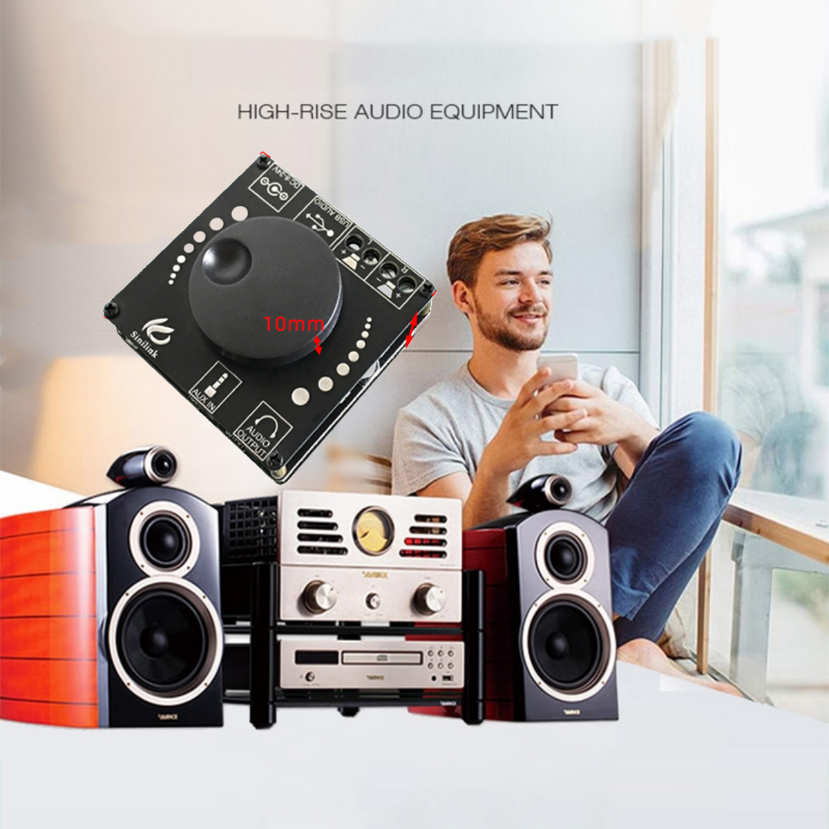 Bluetooth-Compatible Digital XY-AP15H Audio Power Amplifier 20W+20W Class 10W~200W HiFi Stereo USB/AUX Sound Card App AMP
