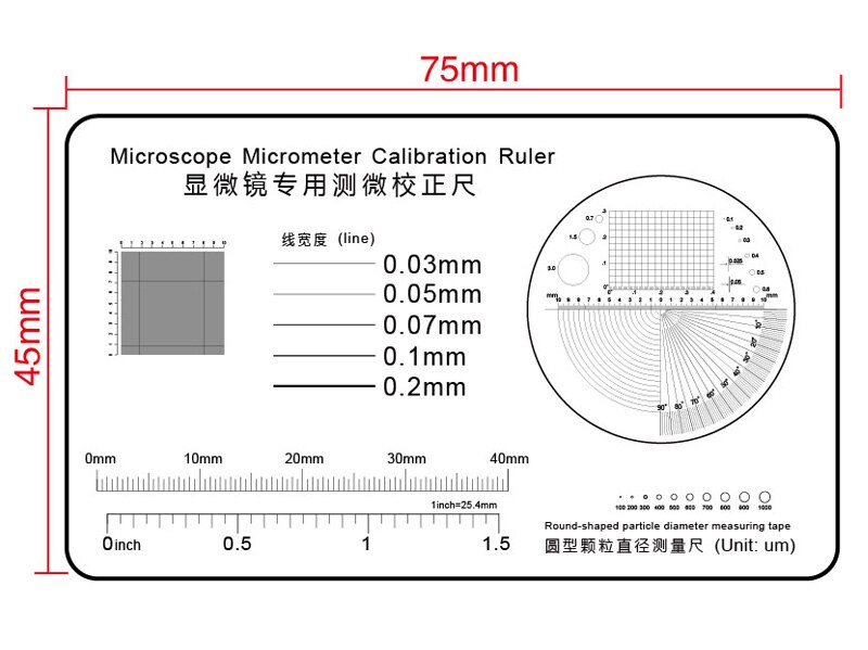 High Precision Film Point Gauge Soft Ruler Microscope Micrometer Calibration Slide Line Width Particle Diameter Measurement: 2