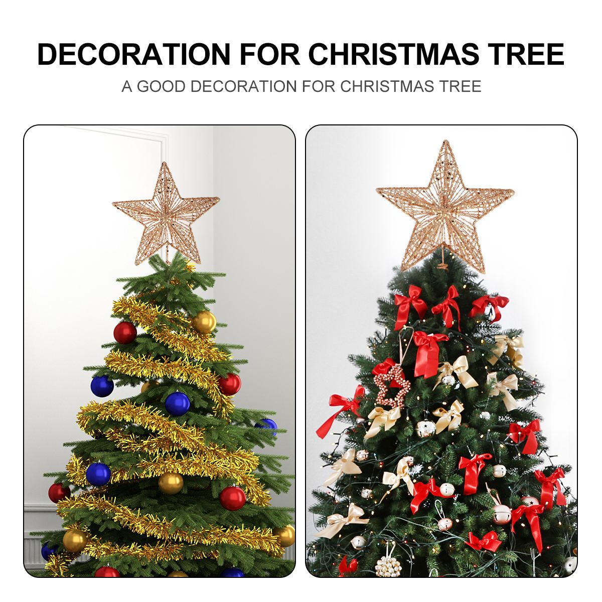 Kerstster kerstboomtoppers goudpoeder kerstboomversieringen kerstversiering kerstboomster 6 kleuren  a50
