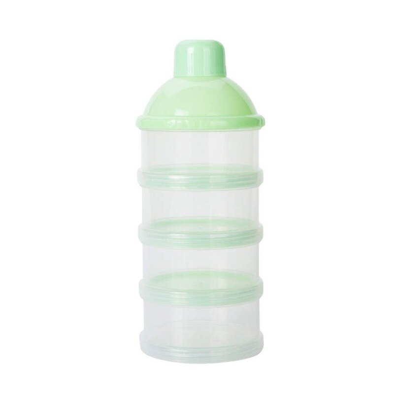 Baby mælkepulverbeholder formel mælkeopbevaring ikke-spild dispenser stabelbar rejseopbevaring børn mad snack 4- lag: Grøn