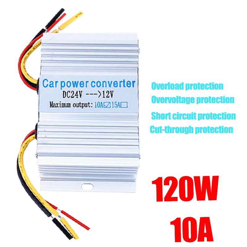 Car Inverter Portable Power Converter 10A 24 V To 12 V 180W Converter Aluminum Alloy Shell Buck Power Supply Car Transformer