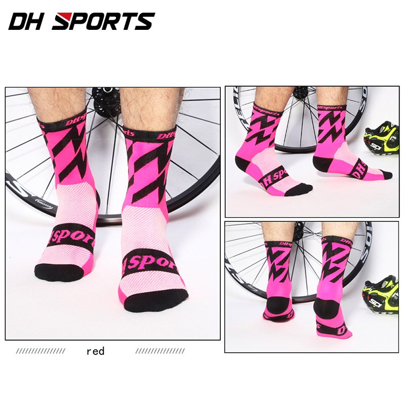 Real Dh Sports Elite Cycling Socks Outdoor Leisure Exercise Training Breathable Plus Stockings Sock Bike Clubs For Man: Red / US 7-10