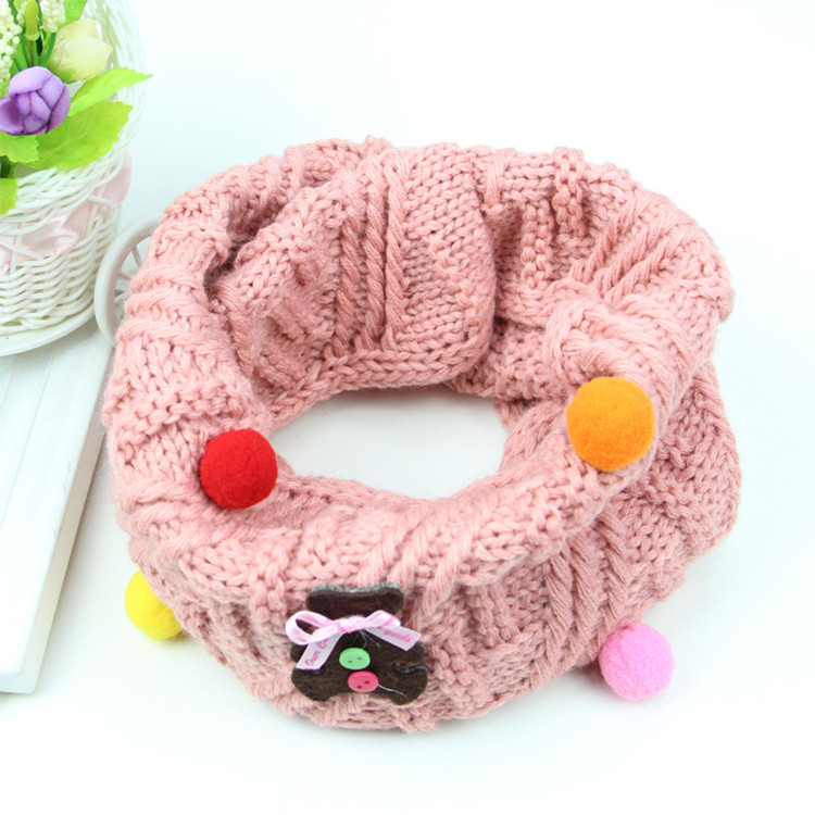 Sciarpa per bambina autunno inverno sciarpe fatte a mano a forma di stella con orso a forma di stella sciarpe per ragazzi e ragazze in lana lavorata a maglia: BEAR PINK