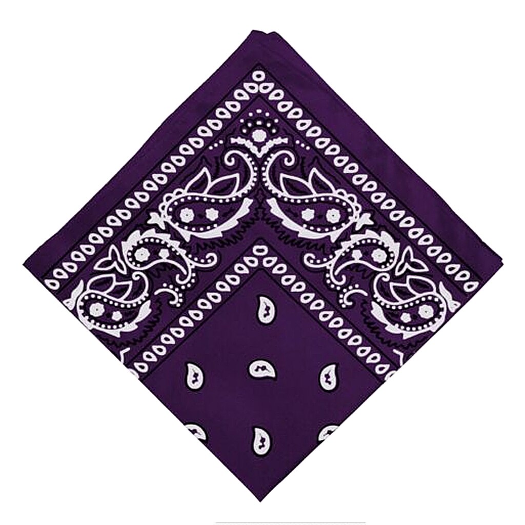 100% Cotton Paisley Cowboy Bandana Scarf Hip Hop Men Women Head Wrap Neck Wristband Handkerchief Sports Headwear: Purple