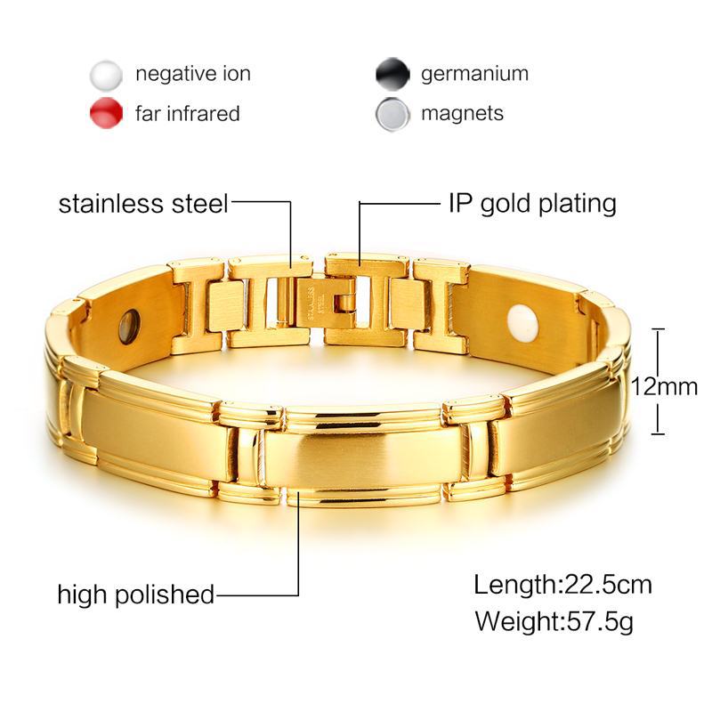 Roestvrij Stalen Armband Germanium Magneet Titanium Stalen Armband Magnetische Sterke Magneet Gouden Sieraden