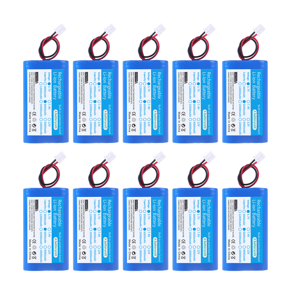 Batería recargable de iones de litio 1S 3,7 V 6000mAh con enchufe de XH2.54-2P para pesca luz LED Altavoz Bluetooth batería de Audio: green