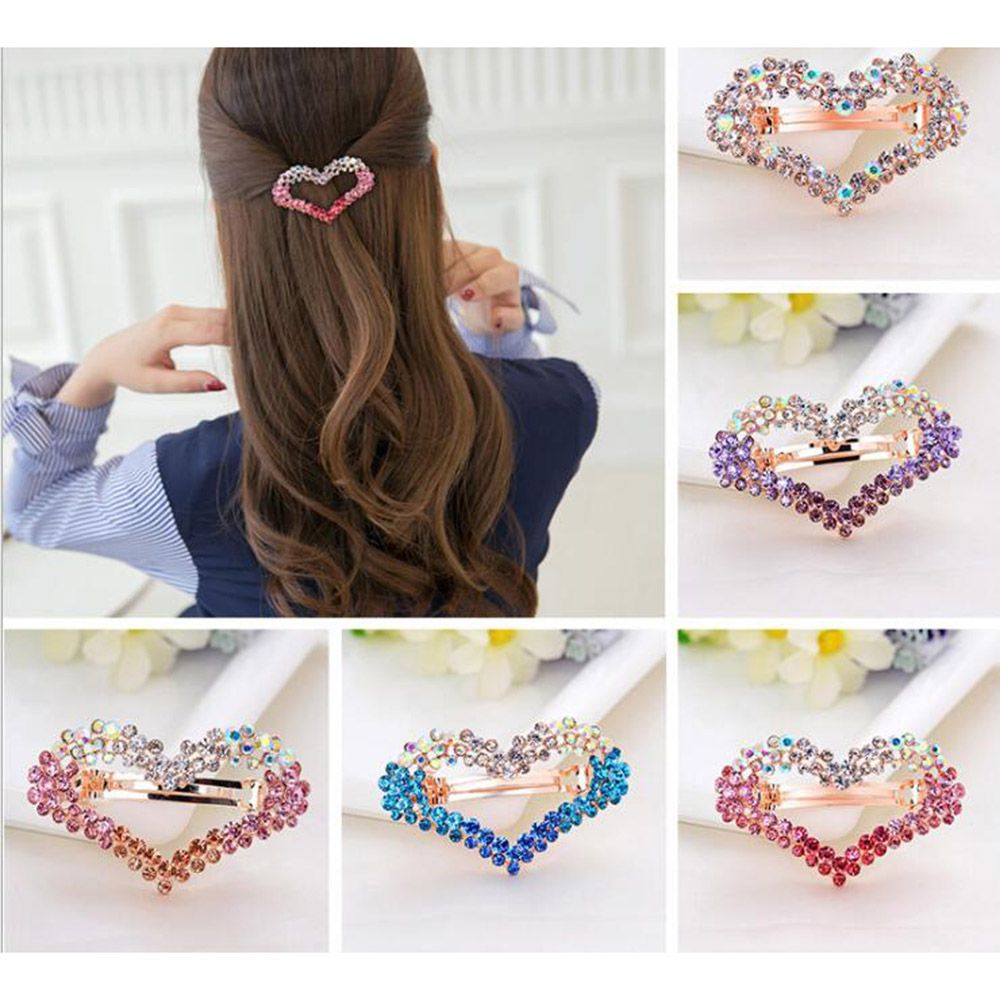 Zoete Liefde Kristal Haarspeld Korea Populaire Vrouwen Mode Strass Hart Haarspeldjes Haar Accessoires Sieraden Voor Kinderen Meisje