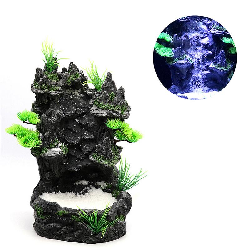 1pc Fish Tank Resin Ornament Water Quicksand Waterfall Resin Rockery Landscaping Decoration Aquarium Ornament