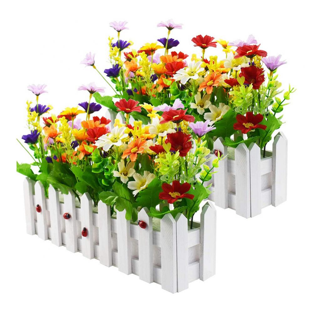 Holz Zaun Blumentopf Hängenden Garten Korb Pflanzer Anlage zaun künstliche blumen Boxen Für Hochzeit Heimat Dekor