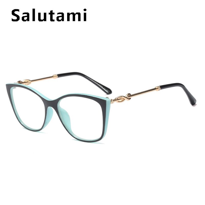 Monture de lunettes Double couleur bleue pour femmes, de luxe en alliage, pour ordinateur, transparentes, teintes, pour hommes,: black blue
