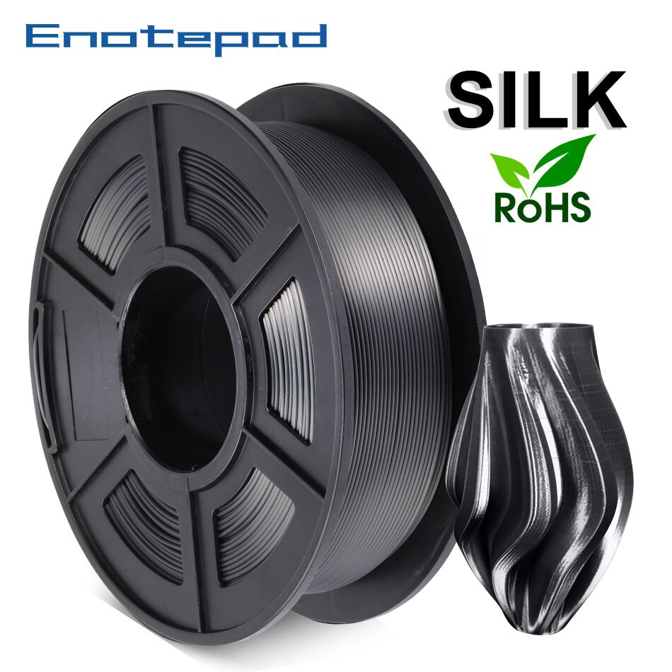 Enotepad PLA 3D Stampante Filamento Di Seta Di Seta di Seta 1.75 millimetri 3D Materiale di Stampa PLA Rispettoso Dell'ambiente Non tossico con il Vuoto imballaggio: SILK-BK-1KG