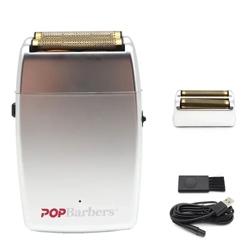 11000 RPM 7W Pop Barbers P620 Electric Men's Beard Trimmer Double Foil Shaver Electric Shaver USB Hair Clipper: Silver