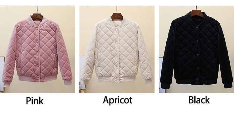 Jacka dam guld sammet vadderad baseball uniform kappa harajuku bomull kostym chaqueta mujer dunjackor kvinnliga kläder  b92303