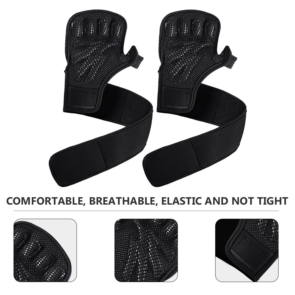 1 paar zwarte handschoenen sporthandschoen beschermende handschoenen sport fitness handpalmbescherming