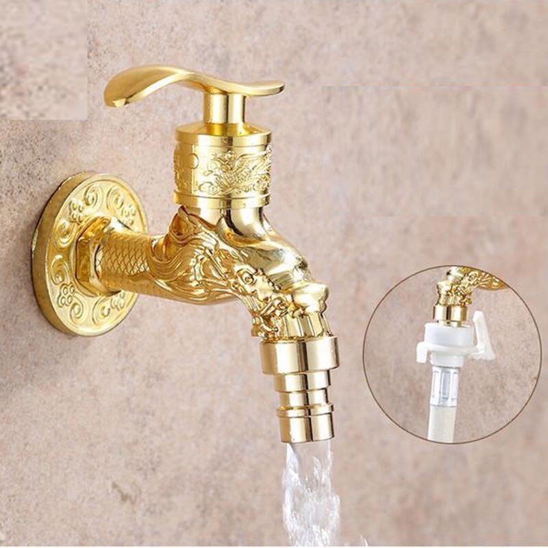 Gesneden Muur Gemonteerde Zinklegering Antiek Kraan Tuin Wastafel Kraan Wasmachine Kraan Decoratie Outdoor Tuin Mop Fauc