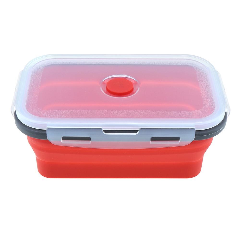 Bol circulaire en Silicone Portable, boîte à déjeuner pliable colorée, boîte à Bento 350/500/800/1200ml avec bouchon en Silicone: Red / 800ml