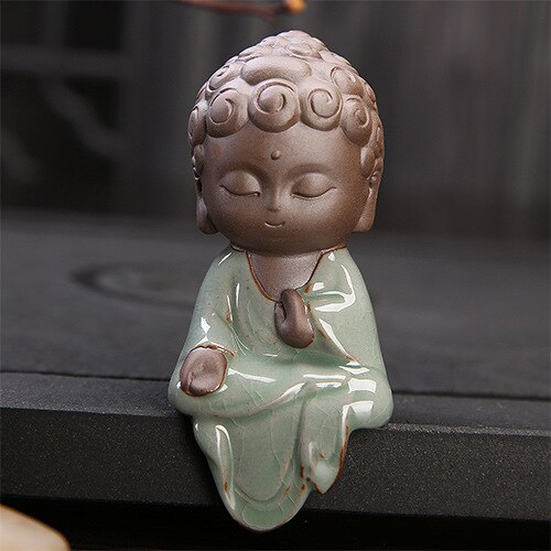 Pequeño Buda estatuas budista Tathagata bonito Buda arena cerámica té mascota accesorios budha ornamentos boutique: G-2