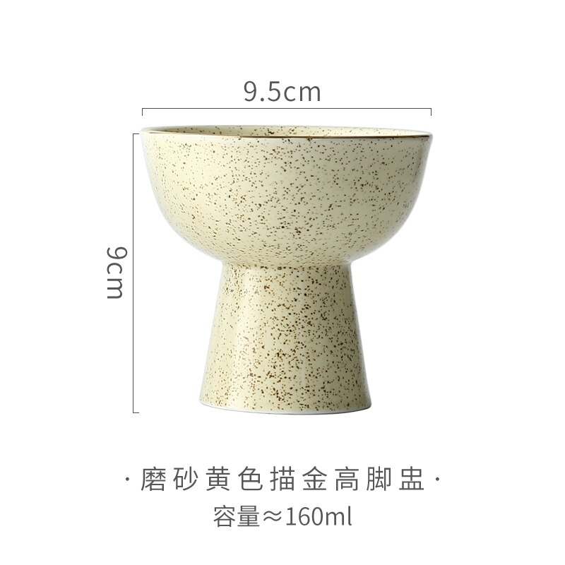 Ceramic High-leg Dinner Plate Fruit and Vegetable Salad Plate Seasoning Dish Restaurant Hotel Service Supplies Exquisite: F