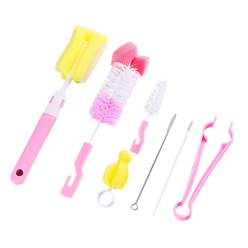 7Pcs/set Bottle Sponge Cleaning Brush Tools Straw Brush Set