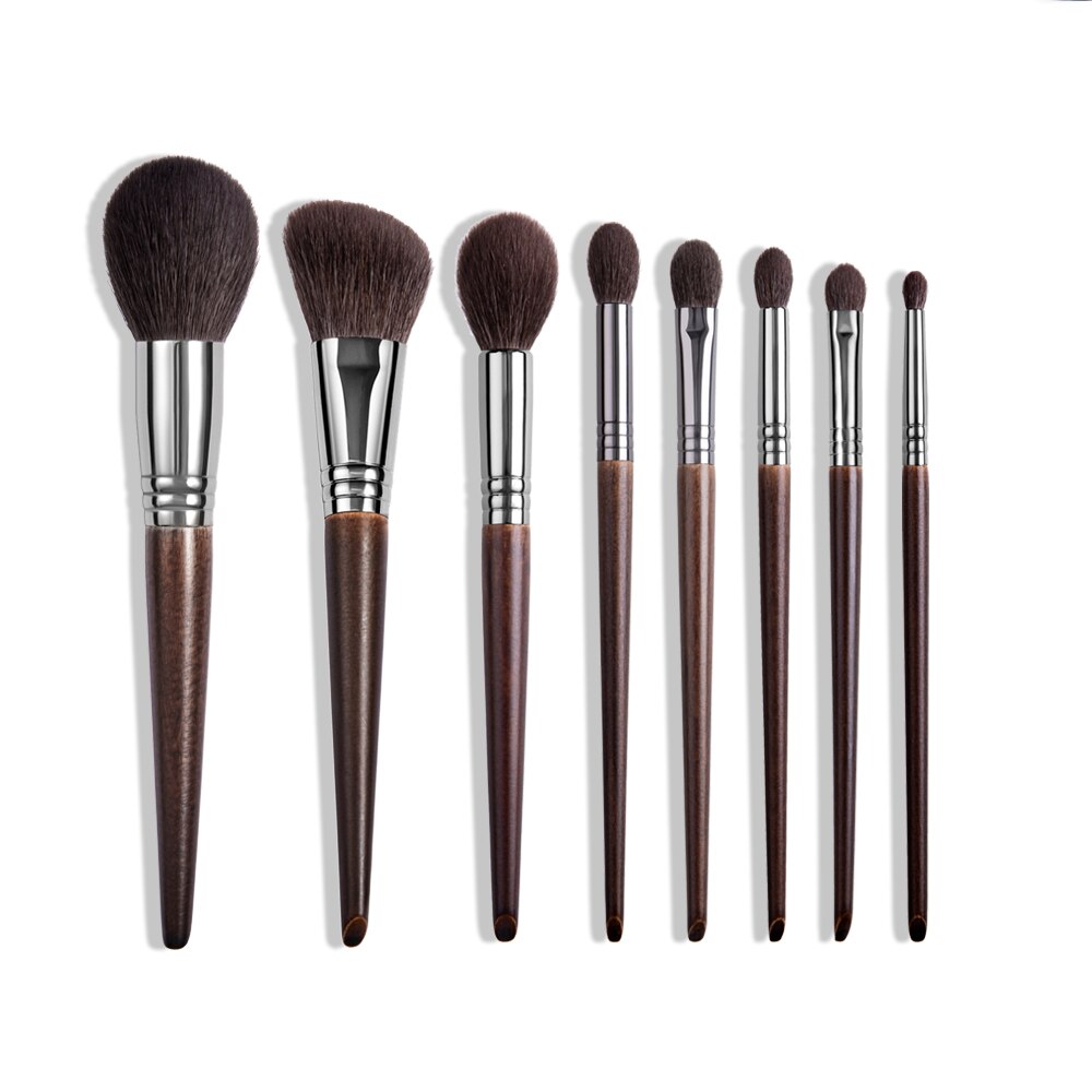 OVW Natural Goat Hair Makeup Brushes Set Kit brocha maquillaje pedzle do makijazu blending smudging brush shader: Burgundy