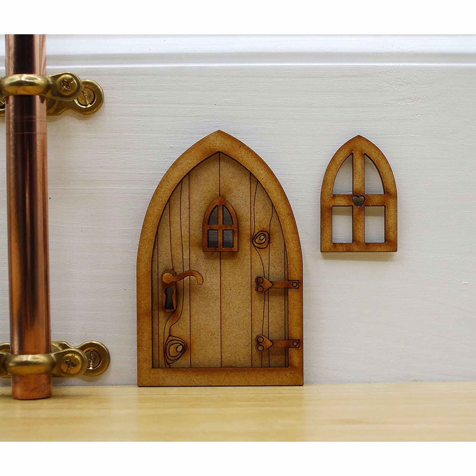 DIY Pascua decoración Elf puerta forma de en blanco de la puerta de madera de dormir puerta decoración artesanal Kit con Flowe árbol para jardín de caca