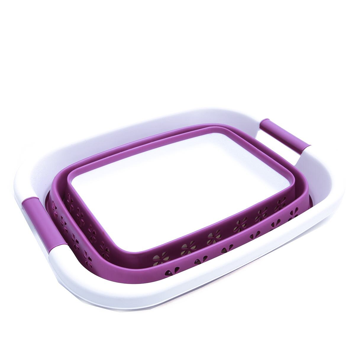 Foldable Purple Storage Dirty Clothing Baskets Large Collapsible Laundry Basket Silicone Wash Clothes Fruits Bin Space Saving