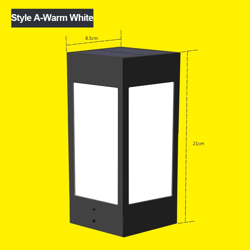 Solar Column Headlight LED Courtyard Light Outdoor Waterproof Landscape Lamp Garden Decoration Street Light Villa Wall Lights: Style A Warm White