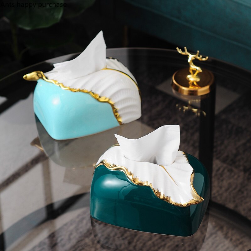 Ceramic Tissue Box Decoration Leaf Tissue Storage Box Home Desktop Decoration Paper Towel Tube Paper Towel Holder Tissue Boxes