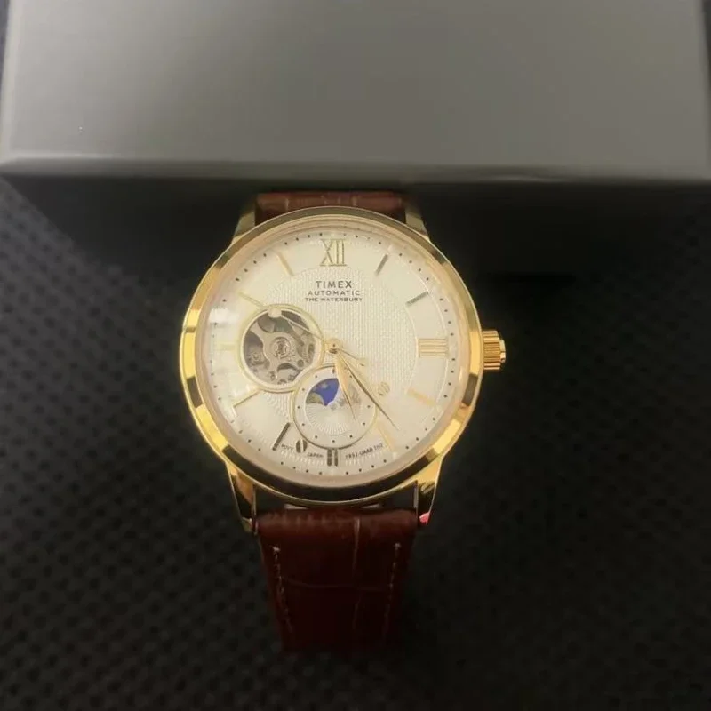 TIMEX automatisch herenhorloge luxe vrijetijdsbesteding multifunctionele horloges voor heren kalender lederen strip polshorloge