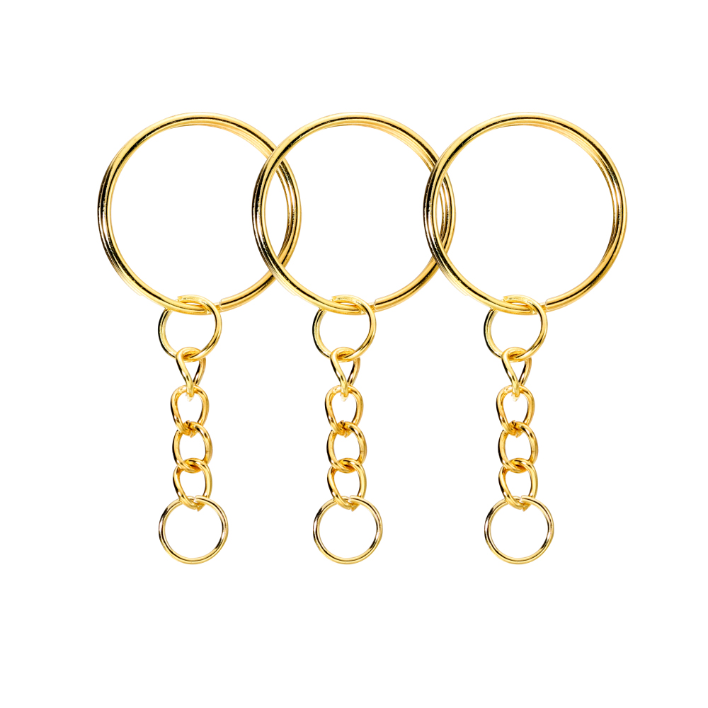 50Pcs/Lot Key Ring Key Chain Round Split Keyfob Keyrings With Jump Ring For Keychain Pendants DIY Jewelry Making Accessories: Gold