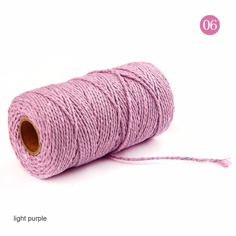 Snoet macrame snor reb håndværk håndlavet gør-det-selv bryllup indretning levering sytråd håndværker snor 100 yards bomuldssnore 19 farver: Lys lilla