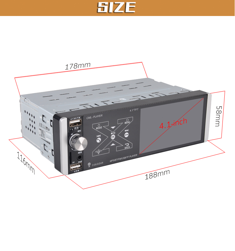 Smart AI Voice Capacitive Screen Player Single Lngot MP5 USB DVR Artificial Intelligence 4.1 Inches Bluetooth Dual Channel