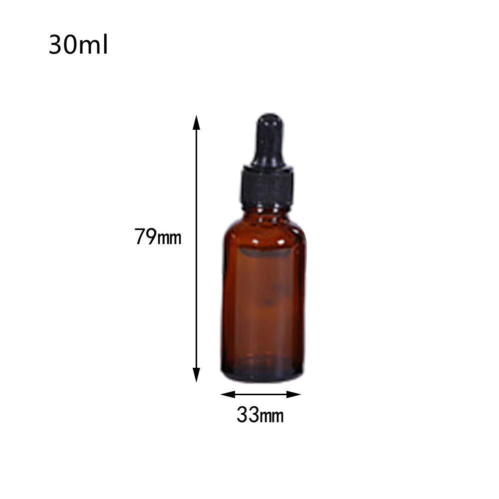 30-100ML Amber Glass Empty Bottle With Dropper Essential Oils Bottle Liquid Dropper Reagent Refillable Bottle Cosmetic Container: Brown-30ml