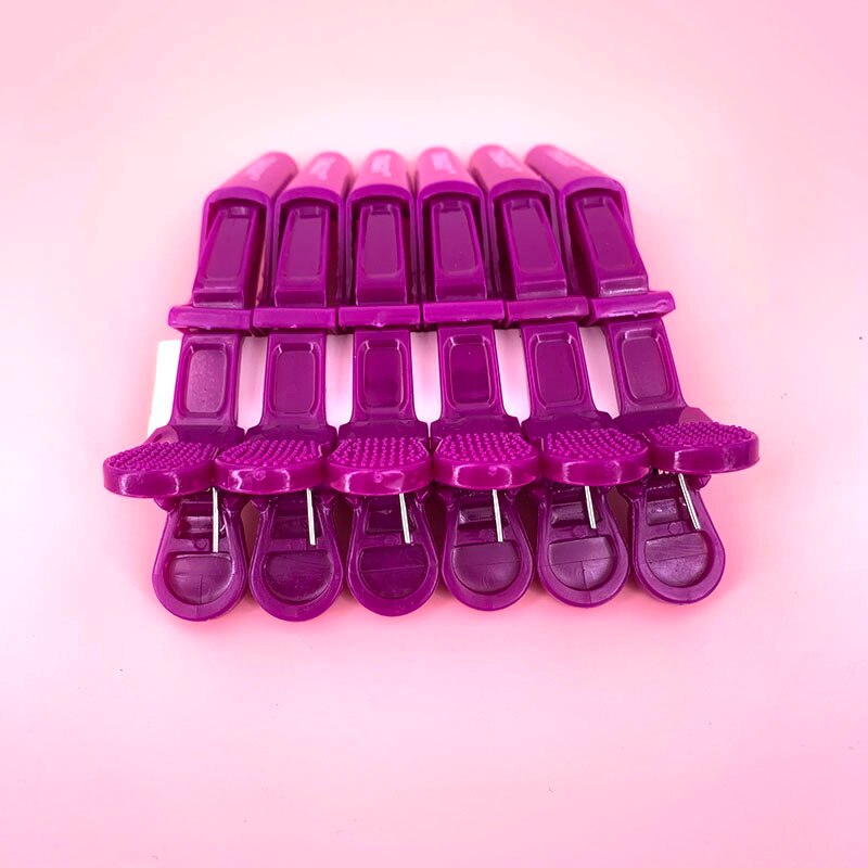 6 Stks/partij Plastic Haar Clip Kappers Klemmen Klauw Haar Sectie Clips Grip Snijden Barbers Voor Salon Hair Styling Accessoires: Purple-6pc