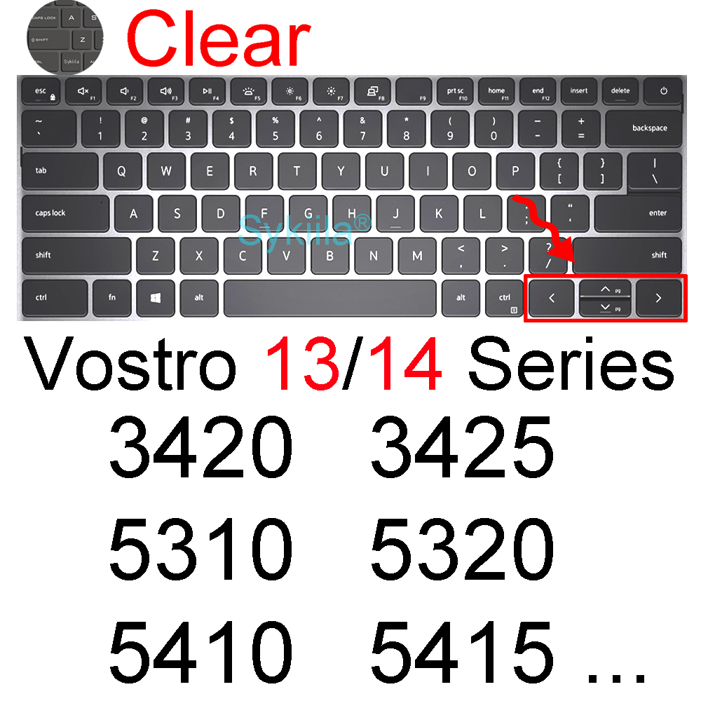 Coque de protection de clavier pour Dell Vostro 13 14 3000 5000 7000 5310 5410 5415, accessoire d&#39;ordinateur portable silicone TPU: Clear 2019-2020