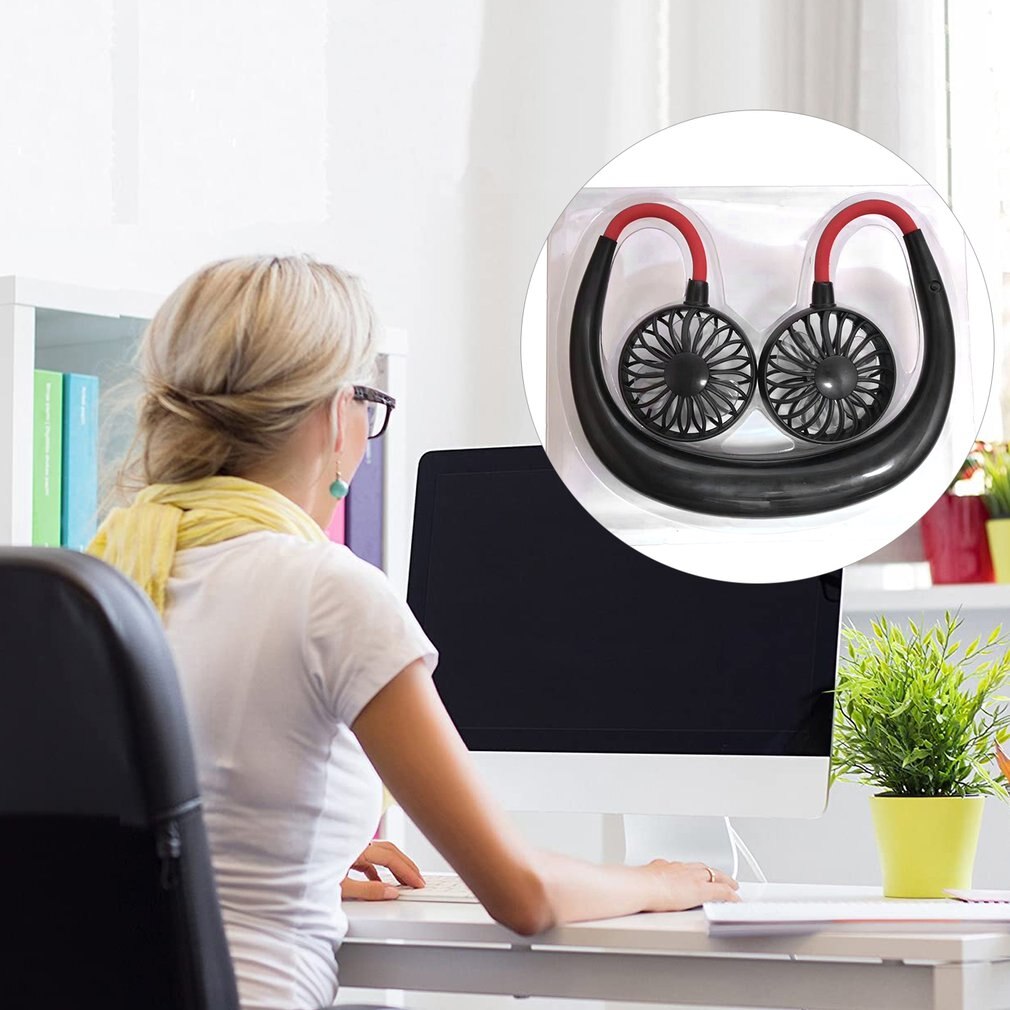 Ventilador de cuello colgante , portátil, de carga vaginal, pequeño, Usb, Mini, para colgar en el cuello, deportivo, 5v, 2W, sin sincronización, Cn (origen)