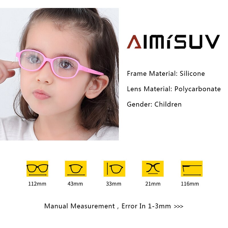 AIMISUV 2022 Oval TR90 Flexible Ultralight Silicone Glasses Frame Kids Round Optical Clear Eyeglasses Children UV400