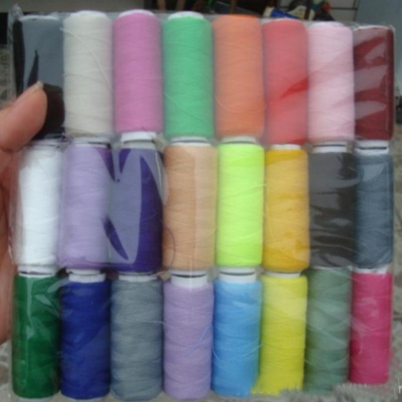 24 kleuren 200 Yard Polyester Borduurwerk Naaigaren Voor Hand Genaaid & Machines Patchwork Naaigaren Naaien Accessoires
