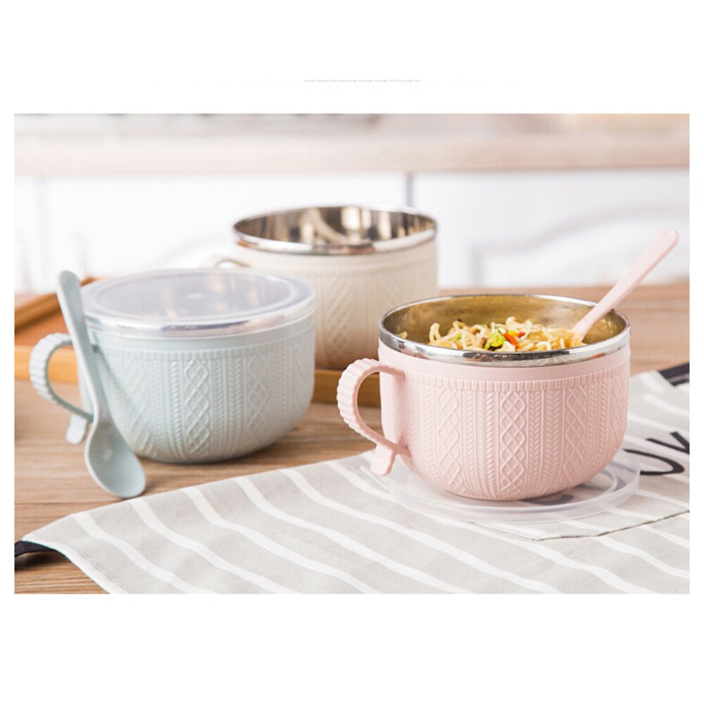 1pc Lunch Box Double layers Stainless Steel Thermal Insulation Bento Box Food Storage Container Lunch Box with Handle and Spoon