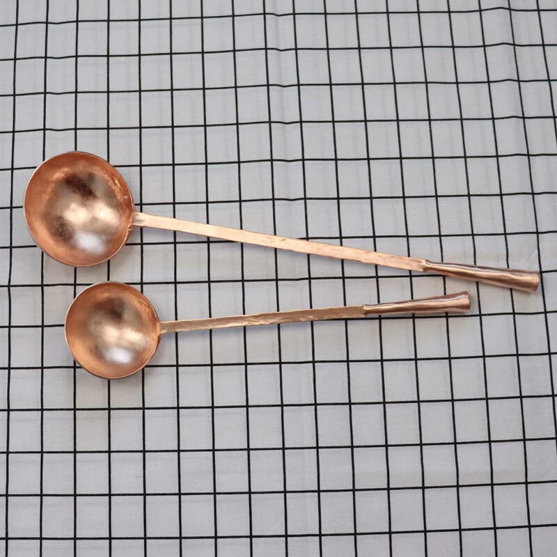 Thickened copper large spoon Pure copper spoon Long handle copper shovel Fried vegetable copper spoon wooden spoons for cooking